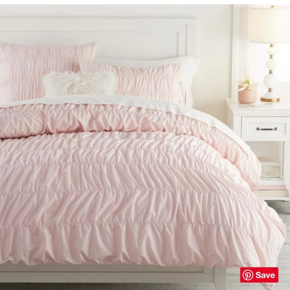 PB Teen Ruched Organic Cotton Duvet Cover & Shams